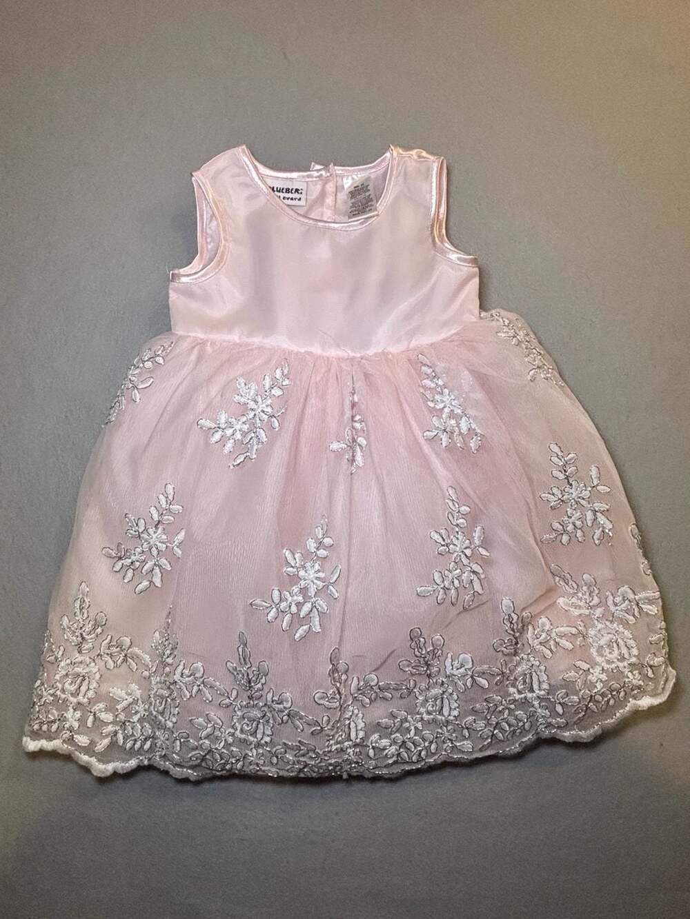 Blueberi Boulevard Dress Size 2T Pink Floral Embroidered Organza Party